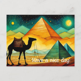 Nacht Ägyptische Pyramiden Camel Wüste Postkarte