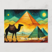 Nacht Ägyptische Pyramiden Camel Wüste Postkarte (Vorderseite)