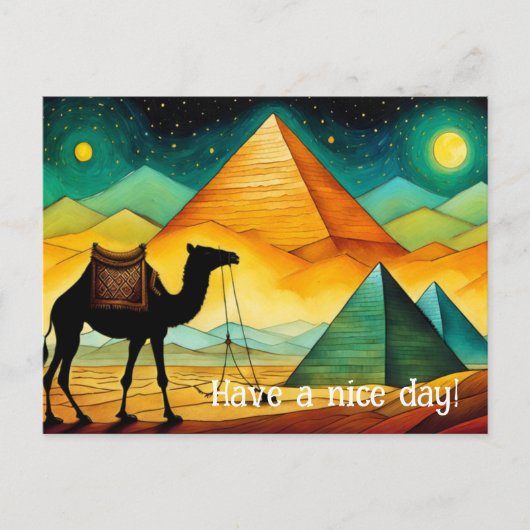 Nacht Ägyptische Pyramiden Camel Wüste Postkarte (Vorderseite)
