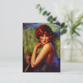 Nacht am Strand-Prallplatten-Mädchen u. an der Postkarte (Stehend Vorderseite)