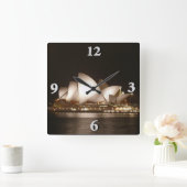 Nacht an der Oper Quadratische Wanduhr (Zuhause)