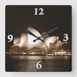 Nacht an der Oper Quadratische Wanduhr