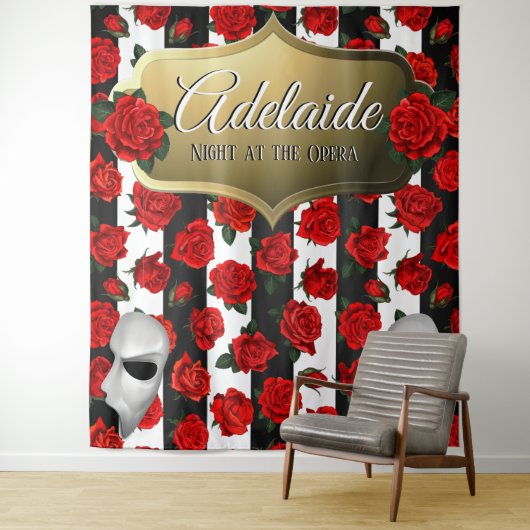 Nacht an der Oper| Rote Rosen Eleganter Hintergrun Wandteppich (Beispiel)
