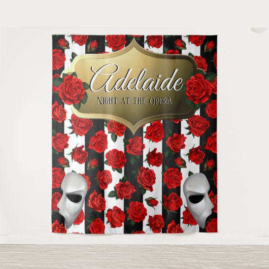 Nacht an der Oper| Rote Rosen Eleganter Hintergrun Wandteppich (Vorderseite)