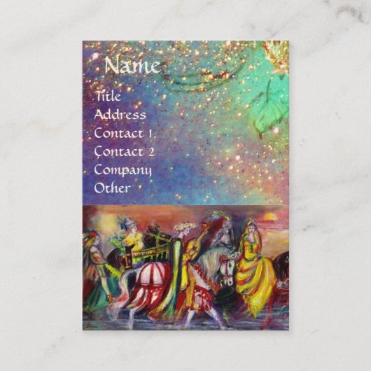 NACHT aquamarine, hellblaue, goldene Glitzern Visitenkarte (Vorderseite)