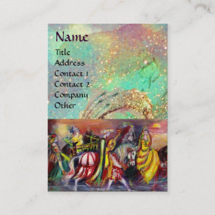 NACHT aquamarine, hellblaue, goldene Glitzern Visitenkarte