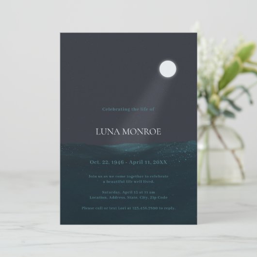 NACHT AUF DEM MEER GRUNDLEGENDE FEIERUNG DES LEBEN EINLADUNG (Stehend Vorderseite)