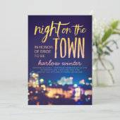 Nacht auf dem StadtJunggeselinnen-Abschied Einladung (Stehend Vorderseite)