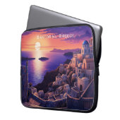 Nacht auf Santorini Island Malerei | Reisekunst Laptopschutzhülle (Vorderseite Links)