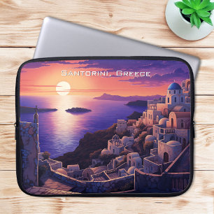 Nacht auf Santorini Island Malerei   Reisekunst Laptopschutzhülle