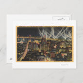 Nacht Aussicht Stadt, Bay Bridge, Suchscheinwerfer Postkarte (Vorne/Hinten)