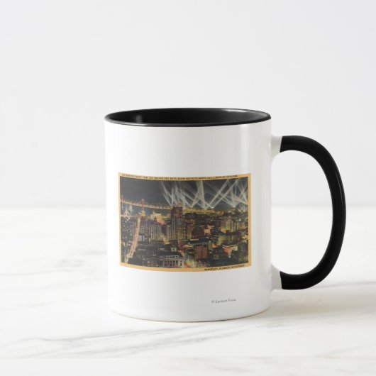 Nacht Aussicht Stadt, Bay Bridge, Suchscheinwerfer Tasse (Rechts)