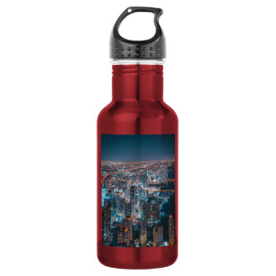 Nacht – Beeindruckende Stadtlichter und städtische Edelstahlflasche