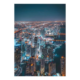 Nacht Beeindruckende Stadtlichter und urbane Ufer Fotodruck
