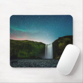 Nacht bei Skógafoss Mousepad (Mit Mouse)