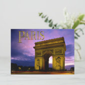 Nacht beim Arc de Triomphe Paris Einladung (Stehend Vorderseite)