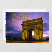 Nacht beim Arc de Triomphe Paris Einladung (Vorne/Hinten)