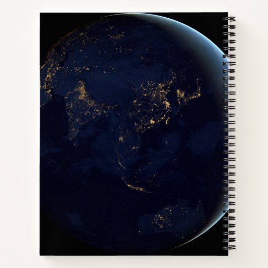 Nacht beleuchtet die Erdstadt in Asien und Austral Notizblock (Rückseite)