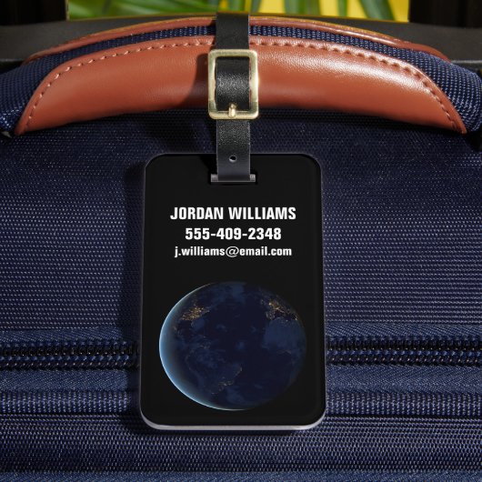 Nacht beleuchtet die Stadt der Erde Gepäckanhänger (Vorderseite Insitu 2)