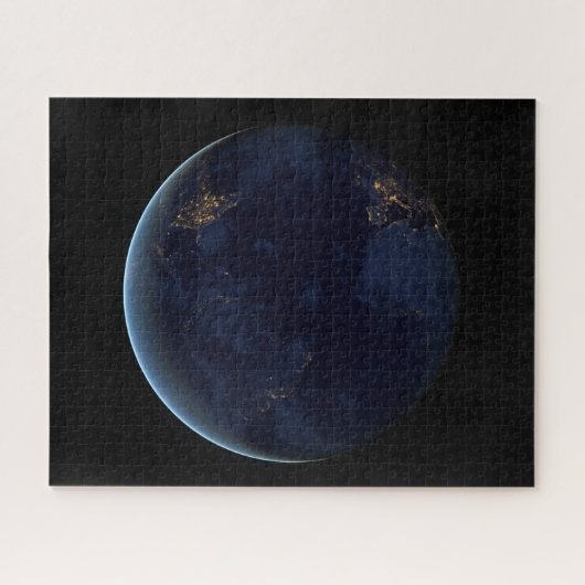 Nacht beleuchtet die Stadt der Erde Puzzle (Horizontal)