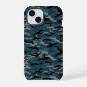 Nacht Blau Camo Tarnung iPhone 15 Hülle