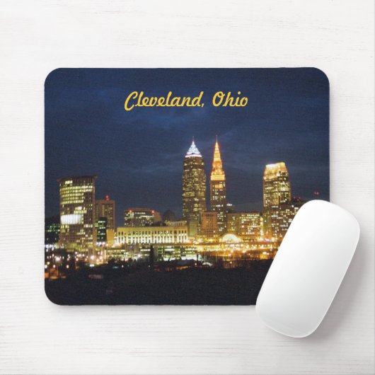 Nacht Clevelands, Ohio beleuchtet Mousepad (Mit Mouse)