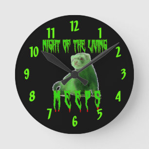 Nacht der lebenden meeps runde wanduhr