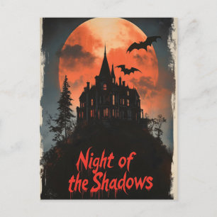 Nacht der Schatten - Retro-Design für ein Spukhaus Feiertagspostkarte