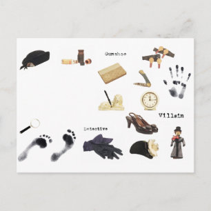 Nacht des Mysteriums Detektives Party zum Abendess Postkarte