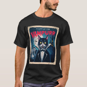 Nacht des Vampurr Funny Black Cat Dunkler Spaß Ha T-Shirt
