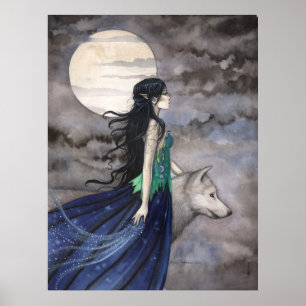 Nacht des Wolfes Fantasy Art Poster