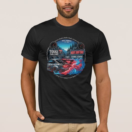 Nacht-Drifting-Touge-Challenge-JDM-Abzeichen-Grafi T-Shirt (Vorderseite)