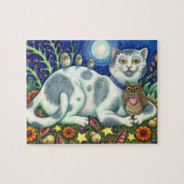 NACHT, EIGENTÜMER UND PUSSYCAT, FOLKART CAT PUZZLE