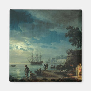Nacht: Ein Hafen im Mondschein, 1748 Magnet