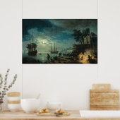 Nacht: Ein Hafen im Mondschein, 1748 Poster (Küche)