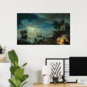 Nacht: Ein Hafen im Mondschein, 1748 Poster (Heimbüro)