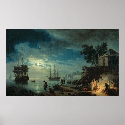 Nacht: Ein Hafen im Mondschein, 1748 Poster (Vorne)