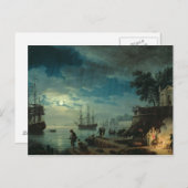 Nacht: Ein Hafen im Mondschein, 1748 Postkarte (Vorne/Hinten)
