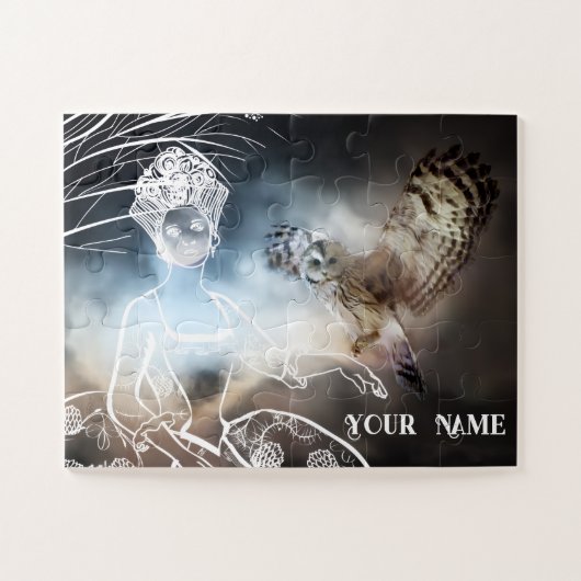 Nacht-Eule und Dame Puzzle (Horizontal)