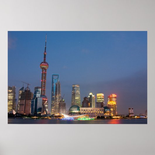 Nacht fällt auf Shanghai China Poster (Vorne)