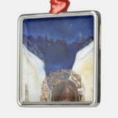 Nacht got der Engel seine Flügel 2014 Silbernes Ornament (Links)