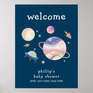 Nacht Grüne Galaxie Weltraum Junge Baby Shower Wil Poster