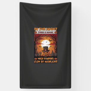 Nacht Halloween Kürbis Zylinder Fledermäuse Friedh Banner