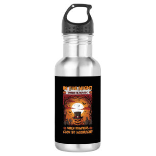 Nacht Halloween Kürbis Zylinder Fledermäuse Friedh Edelstahlflasche