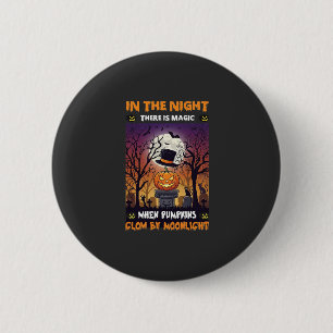 Nacht Halloween Kürbis Zylinder Mond Friedhof Button
