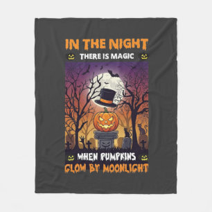 Nacht Halloween Kürbis Zylinder Mond Friedhof Fleecedecke