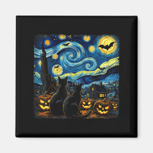 Nacht-Himmel-Kunst Schwarze Katzenliebhaber Grusel Magnet