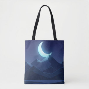 Nacht-Himmel und Mond Minimalistische Kunst-Traget Tasche