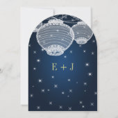 Nacht Hochzeitsnacht Papier Laternen unter den Ste Einladung (Rückseite)