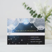 Nacht Hochzeitsnacht Papier Laternen unter den Ste RSVP Karte (Stehend Vorderseite)